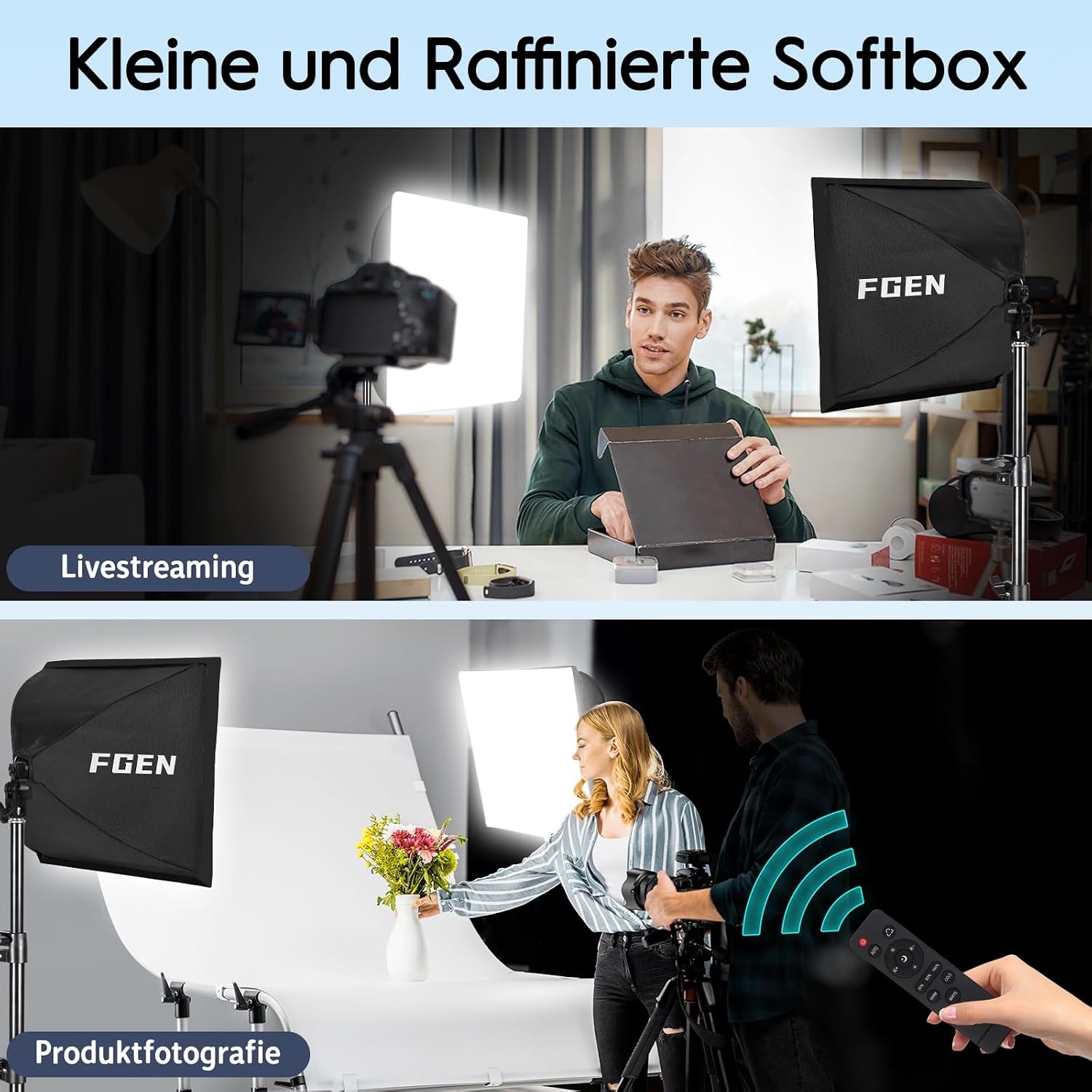 Softbox LED 85W met Afstandsbediening Verstelbaar 2700-6400K 40x40cm - Maat 1 x 40 x 40 cm Softbox 85 W