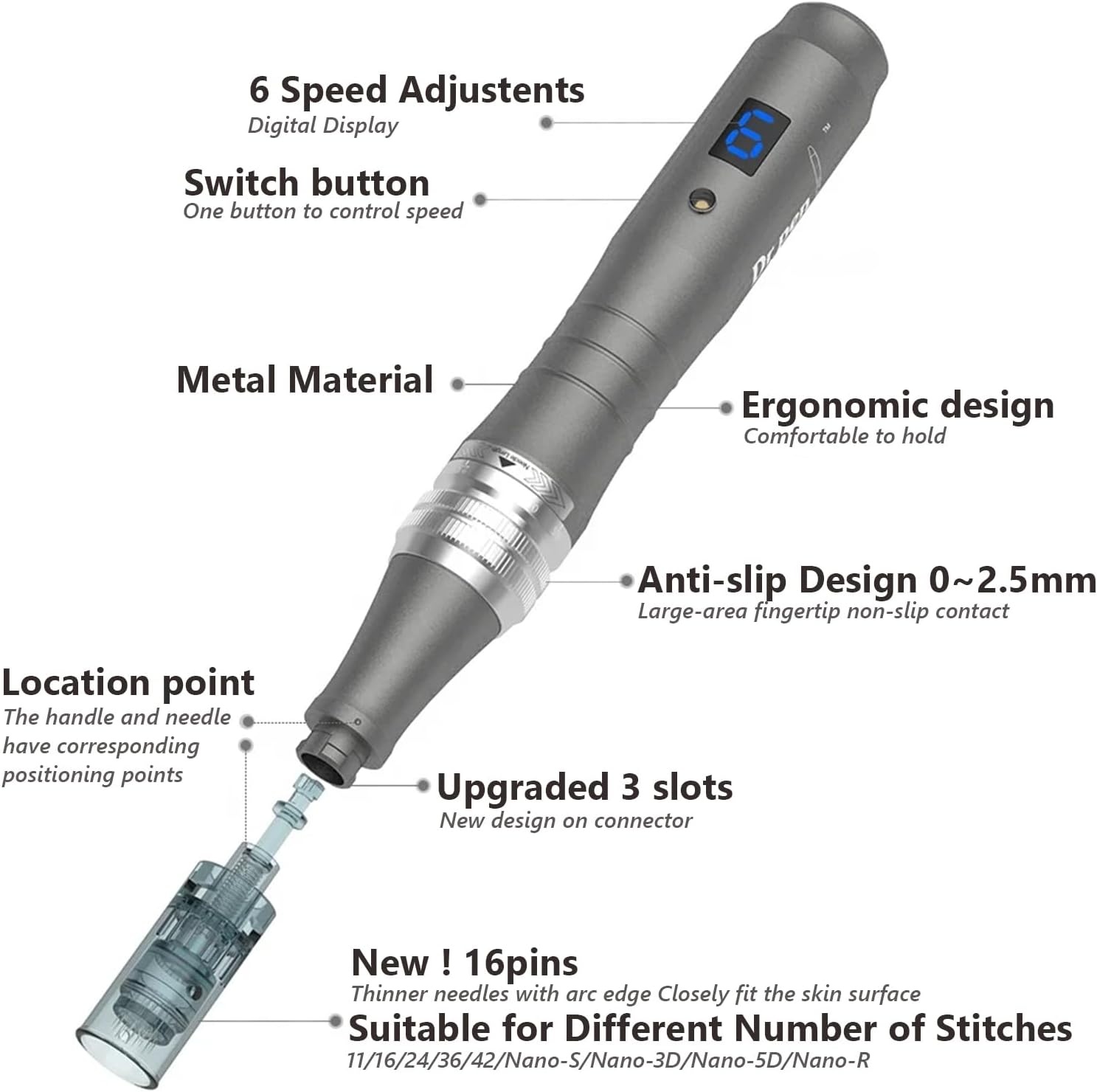 Dr.pen Microneedling, Professionele Ultima M8 Draadloze Micro Microneedling Pen met 12 Stks 16 Pin & 10 Stks 36 Pin Vervangende Cartridges Naalden, Magic Skin Care Kit voor Gezicht Neck Body