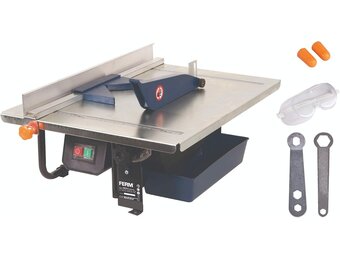 FERM Tegelsnijder 900W - 2950/min - 200mm diamantschijf - watergekoeld zaagblad - 0-45 graden verstelbaar, zwart, blauw, RVS
