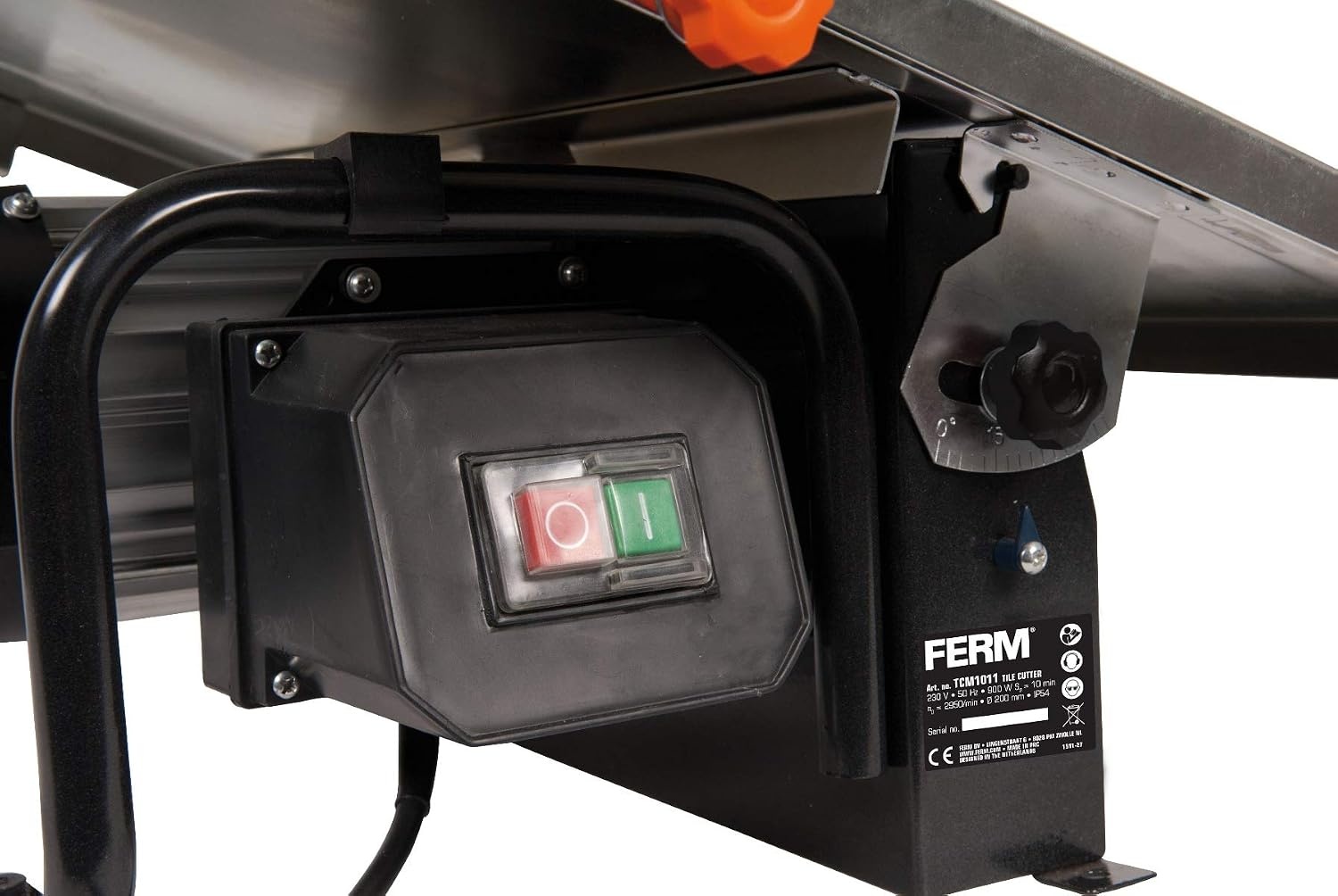 FERM Tegelsnijder 900W - 2950/min - 200mm diamantschijf - watergekoeld zaagblad - 0-45 graden verstelbaar, zwart, blauw, RVS