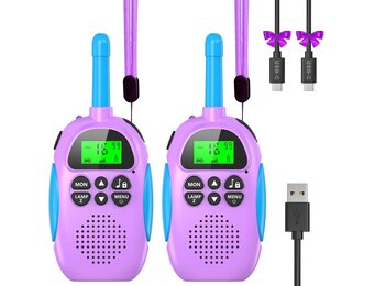 Ushining Oplaadbare Walkie Talkies voor Kinderen - 16 Kanalen - Paars