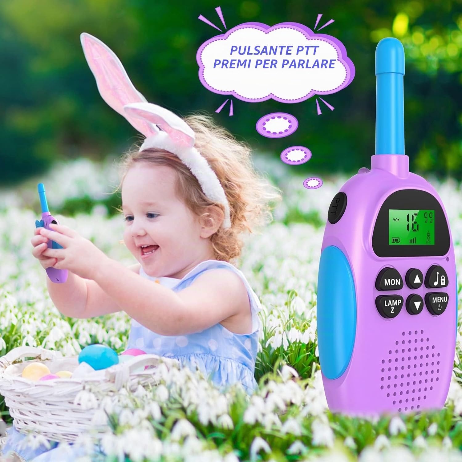 Ushining Oplaadbare Walkie Talkies voor Kinderen - 16 Kanalen - Paars