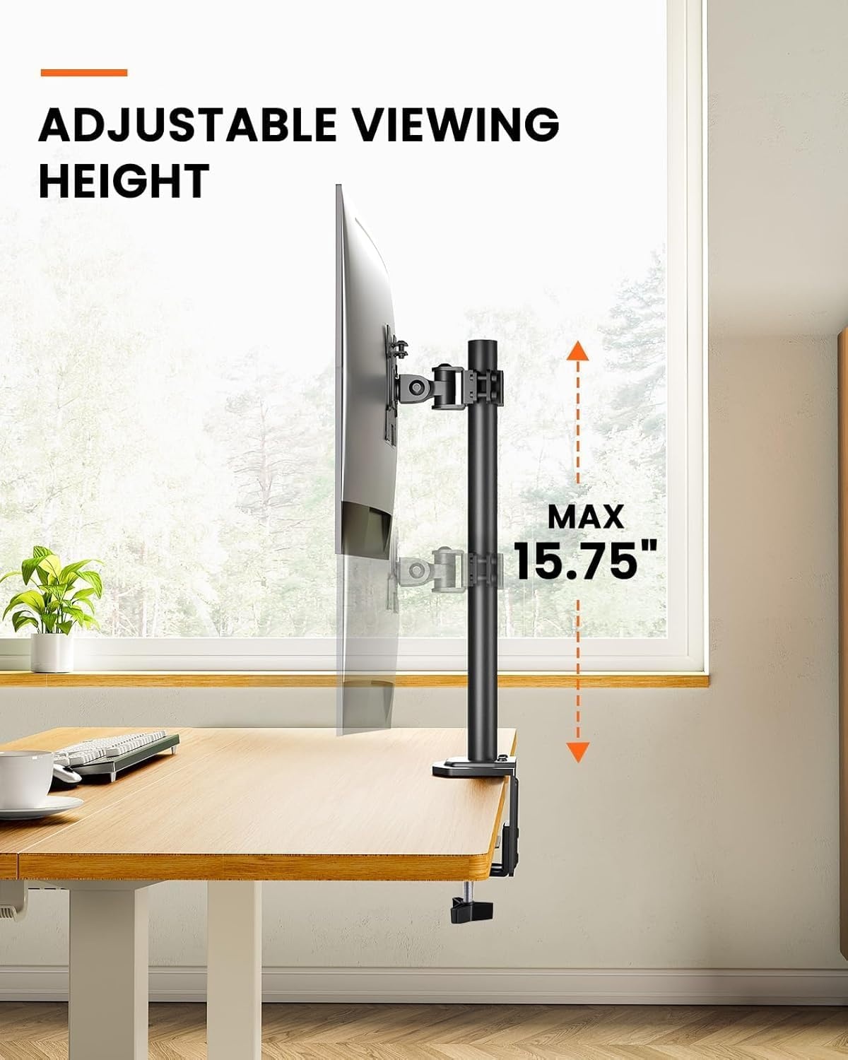 ErGear Verstelbare monitorstandaard voor schermen 13-32 inch, enkele desktoparm, Vesa 100 x 100, accessoires 8 kg