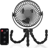Simpeak Campingventilator, tafelventilator, 10.000 mAh, mini-USB-ventilator, stil, accuventilator met ledlicht, verstelbaar statief, 3 snelheden, 720 graden rotatie, zwart