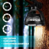 Simpeak Campingventilator, tafelventilator, 10.000 mAh, mini-USB-ventilator, stil, accuventilator met ledlicht, verstelbaar statief, 3 snelheden, 720 graden rotatie, zwart
