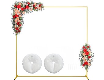 Gouden tafelstanghouder met klemmen, 1,8 x 1,2 m, achtergrondhouder van verguld metaal, voor bruiloftsboog, verjaardagsfeest, Halloween, kerstdecoratie