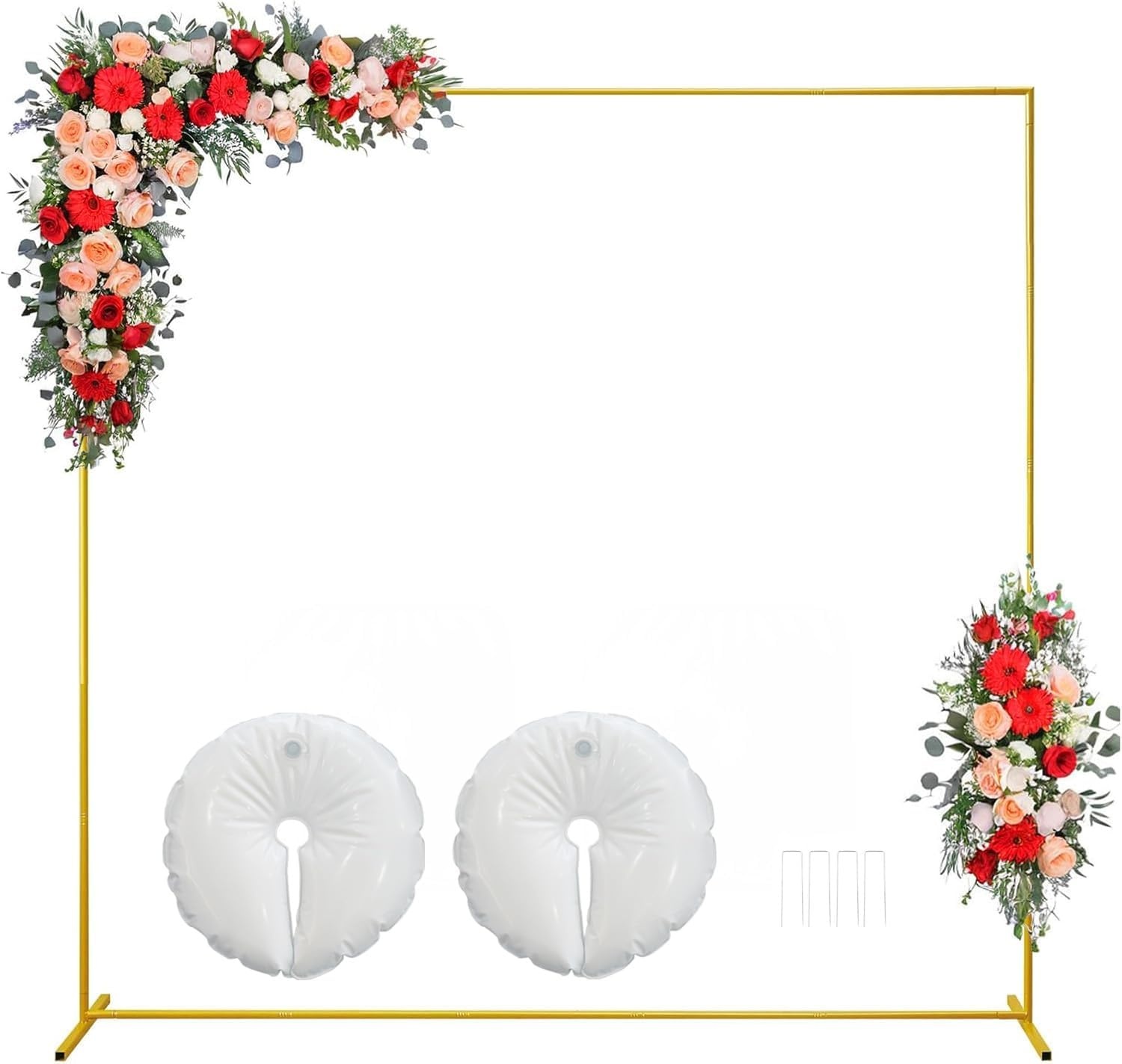 Gouden tafelstanghouder met klemmen, 1,8 x 1,2 m, achtergrondhouder van verguld metaal, voor bruiloftsboog, verjaardagsfeest, Halloween, kerstdecoratie