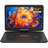 POFOTO Draagbare dvd-speler, 43,9 cm (17,5 inch), HD-scherm, 39,6 cm (15,6 inch), 6 uur batterij, ondersteunt multiformaat/SD/USB, geen zones, synchroniseert tv, projector, anti-shock en geheugen