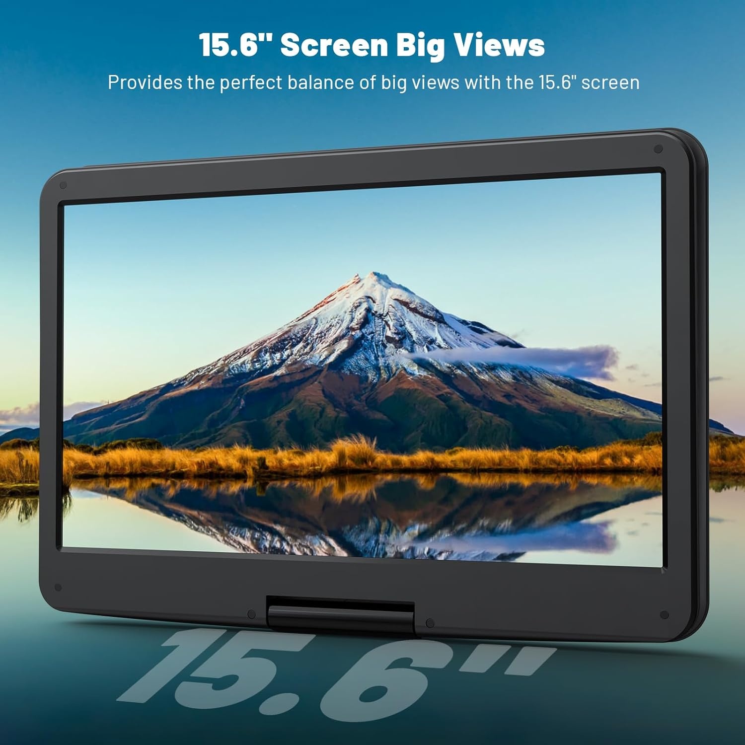 POFOTO Draagbare dvd-speler, 43,9 cm (17,5 inch), HD-scherm, 39,6 cm (15,6 inch), 6 uur batterij, ondersteunt multiformaat/SD/USB, geen zones, synchroniseert tv, projector, anti-shock en geheugen