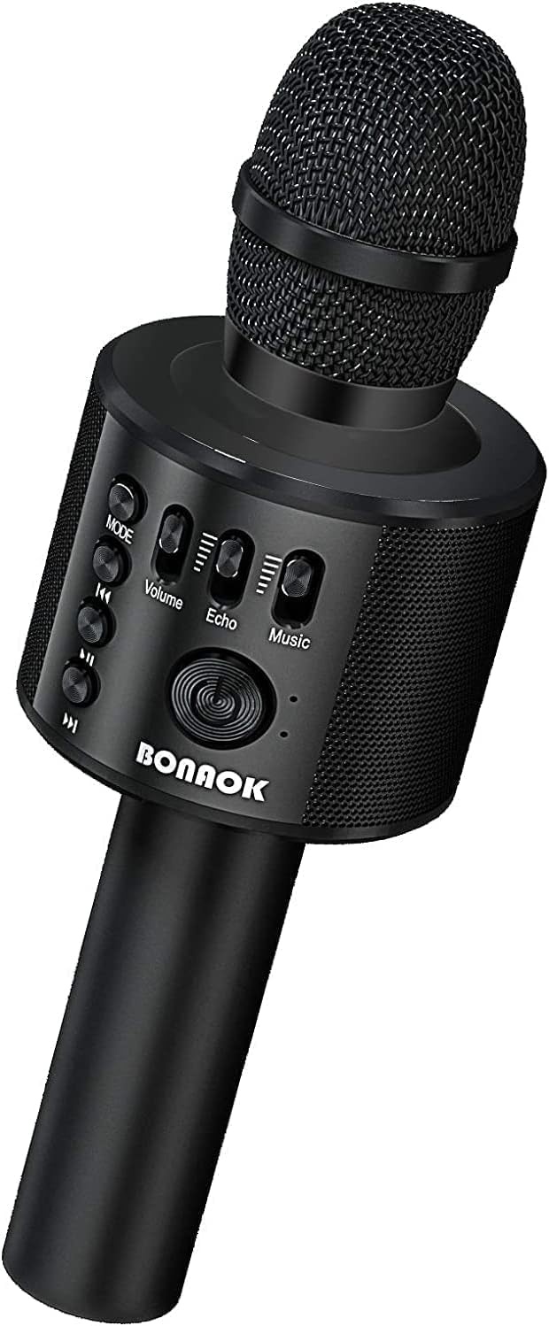 BONAOK Draadloze Karaoke Microfoon - Bluetooth Handheld Karaoke Speler - Zwart