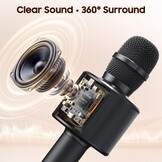 BONAOK Draadloze Karaoke Microfoon - Bluetooth Handheld Karaoke Speler - Zwart