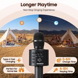 BONAOK Draadloze Karaoke Microfoon - Bluetooth Handheld Karaoke Speler - Zwart