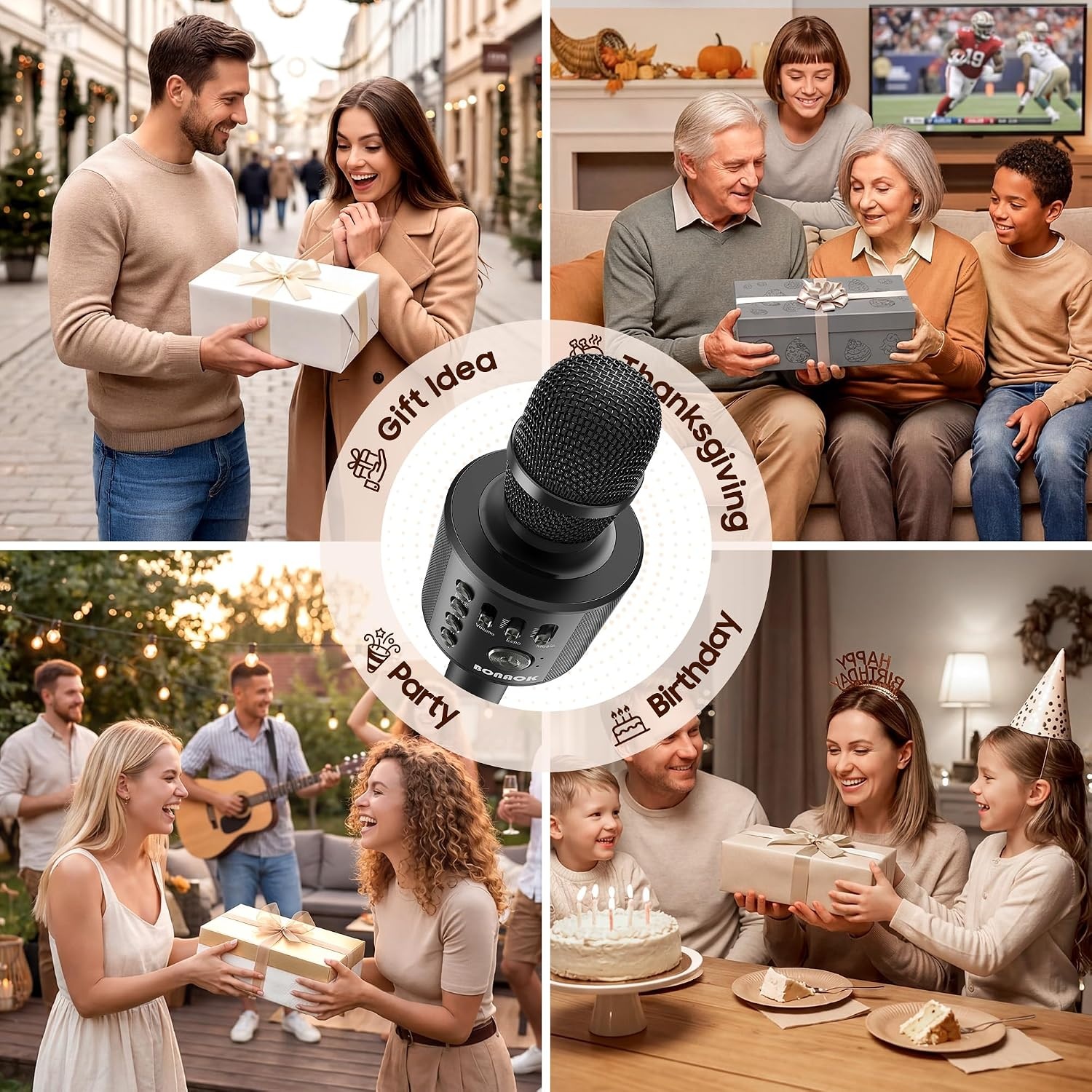 BONAOK Draadloze Karaoke Microfoon - Bluetooth Handheld Karaoke Speler - Zwart