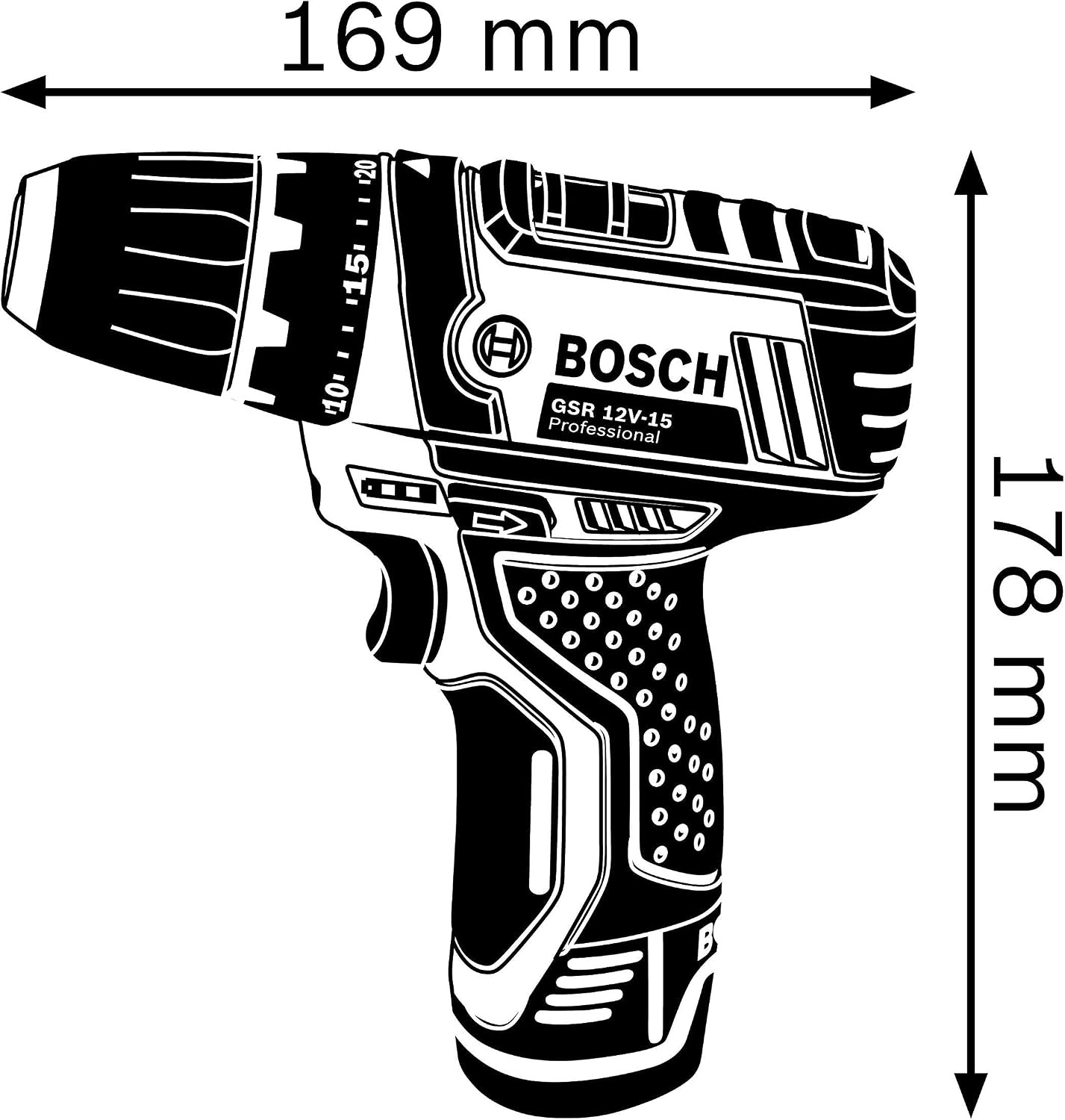 Bosch Professional 12V System accuschroefboormachine GSR 12V-15 met 2 x accu 2,0 Ah, oplader, 39-dlg. accessoireset, tas - Amazon Exclusive-set