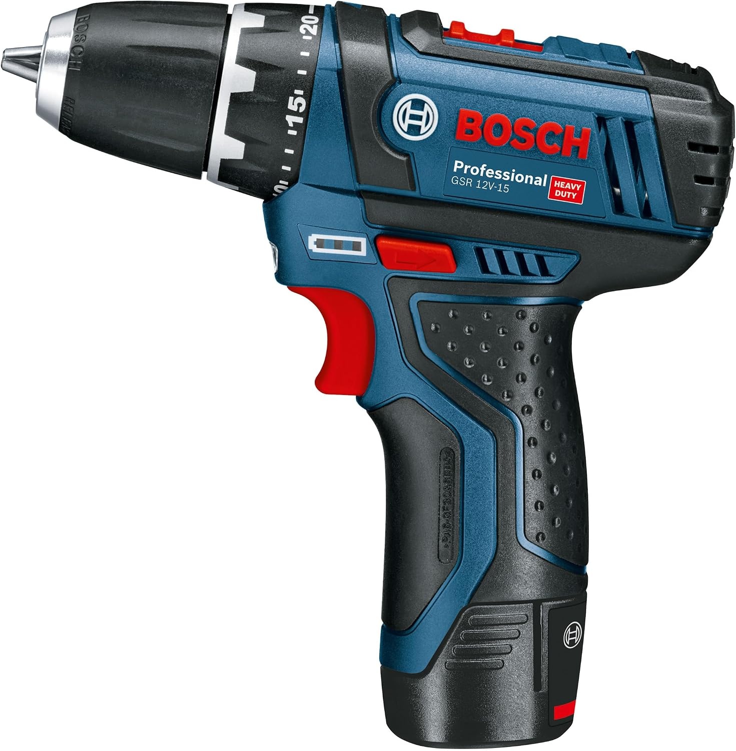 Bosch Professional 12V System accuschroefboormachine GSR 12V-15 met 2 x accu 2,0 Ah, oplader, 39-dlg. accessoireset, tas - Amazon Exclusive-set