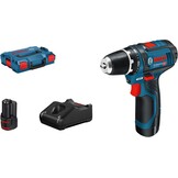 Bosch Professional 12V System accuschroefboormachine GSR 12V-15 met 2 x accu 2,0 Ah, oplader, 39-dlg. accessoireset, tas - Amazon Exclusive-set