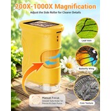 1000X digitale handmicroscoop voor kinderen met 2 inch IPS-scherm, paasgeschenken draagbaar STEM Science Lab speelgoed, oplaadbare zakmicroscoop educatief cadeau voor jongens en meisjes leeftijd 4-6 8