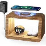 Draadloos laadstation met nachtlampje, 4-in-1 draadloze snellader met adapter en kabel, draadloze oplader voor iPhone, AirPods Pro, voor Apple Watch