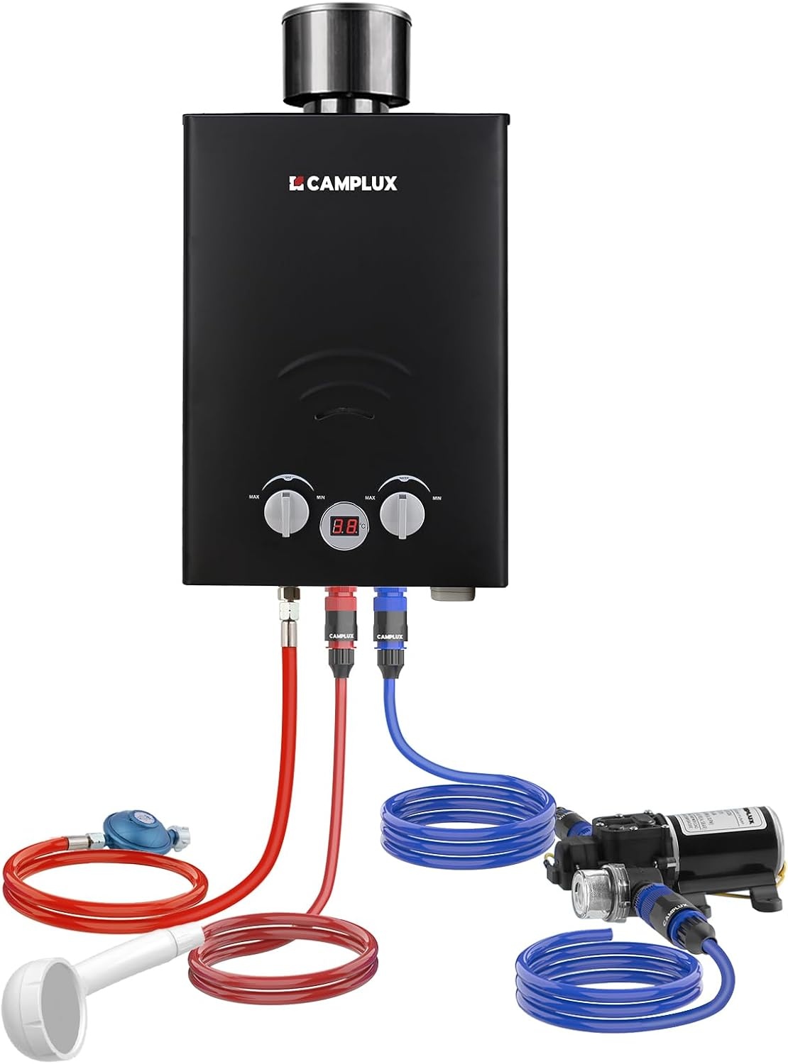 Camplux Geiser 6 Liter met 12V Waterpomp - Propaan/Butaan