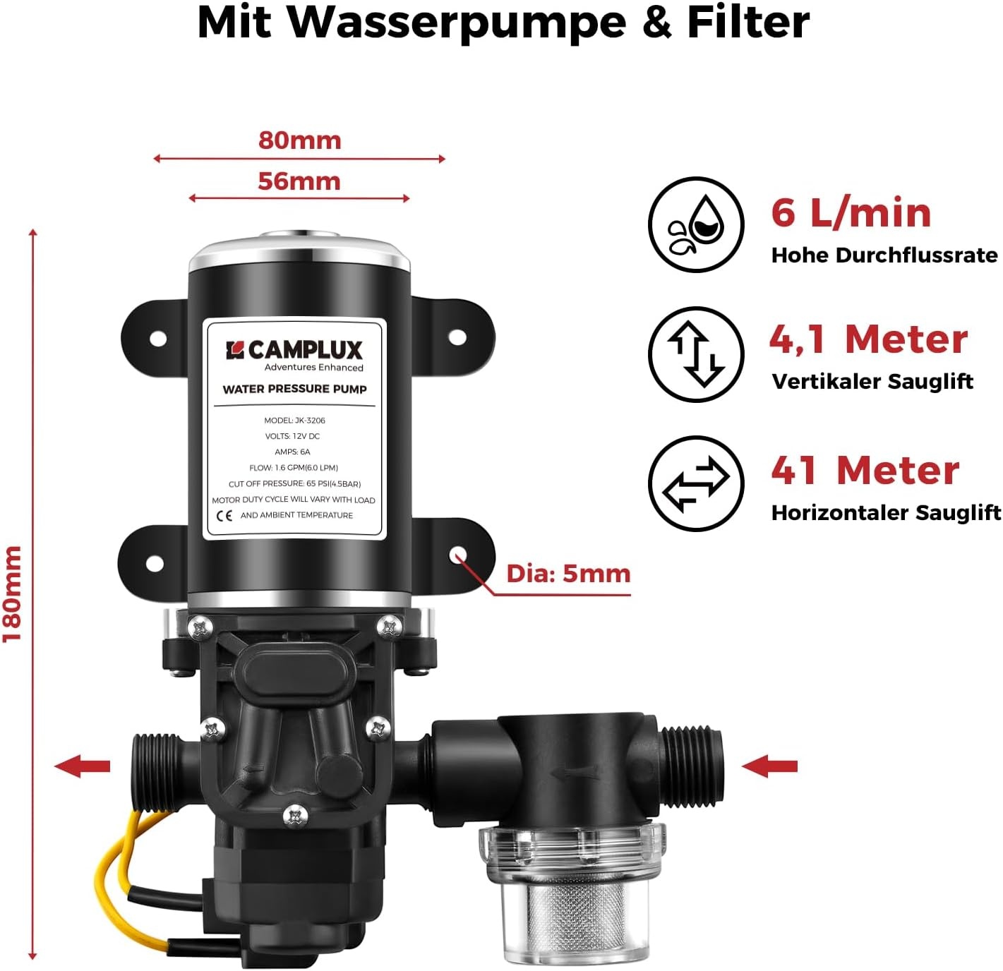 Camplux Geiser 6 Liter met 12V Waterpomp - Propaan/Butaan