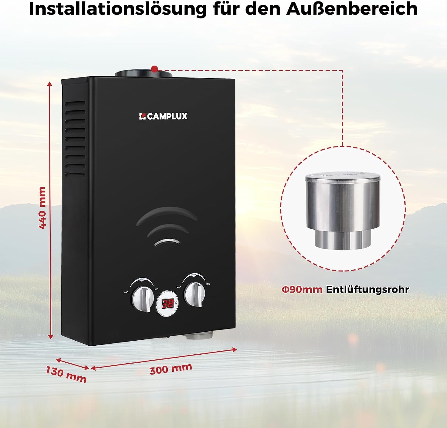 Camplux Geiser 6 Liter met 12V Waterpomp - Propaan/Butaan