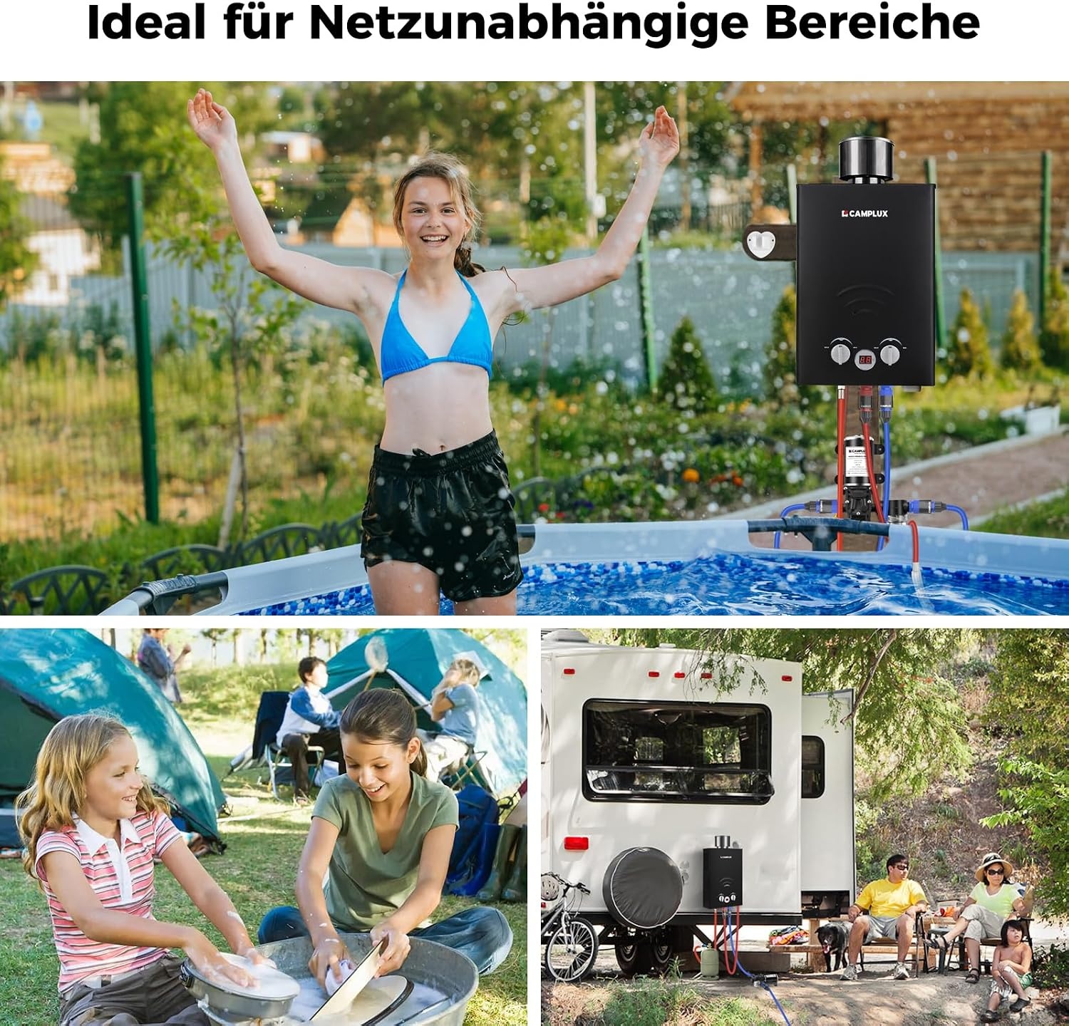 Camplux Geiser 6 Liter met 12V Waterpomp - Propaan/Butaan