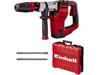 Einhell Breekhamer TE-DH 12 (1050 W, 12 J, SDSmax-gereedschapshouder, trillingsgedempte handgreep, flexibel verstelbare extra handgreep, 4 m rubberen kabel, incl. Spitse- platte beitels, incl. e-box)