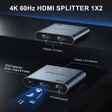 AVIDGRAM HDMI Splitter 1 In 2 Out 4K 60Hz met Downscaler - Zwart