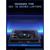 llano RGB Gaming Laptop Koelpad, koelpad met traploze touch-bediening en 3 poorten USB A, grote krachtige turbo-ventilator, afdichtingsschuim voor 15-19 inch computernotebook