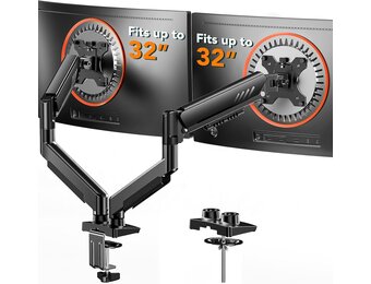 ErGear Dubbele monitorarm, volledig verstelbare monitorhouder voor 13-32 ″ schermen, snel te installeren computermonitorstandaard met gereedschapsvrije VESA-montage, maximale belasting 9 kg Max VESA