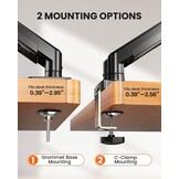 ErGear Dubbele monitorarm, volledig verstelbare monitorhouder voor 13-32 ″ schermen, snel te installeren computermonitorstandaard met gereedschapsvrije VESA-montage, maximale belasting 9 kg Max VESA