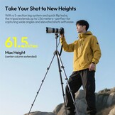 ULANZI Ombra II 156cm Camera Statief, Compacte Camera Statieven met 360° Balhoofd, Uka Snelkoppelingsplaat, Lichtgewicht Aluminium Reisstatief voor DSLR, Smartphone (Gewicht: 1.21kg,Draagvermogen 3kg)
