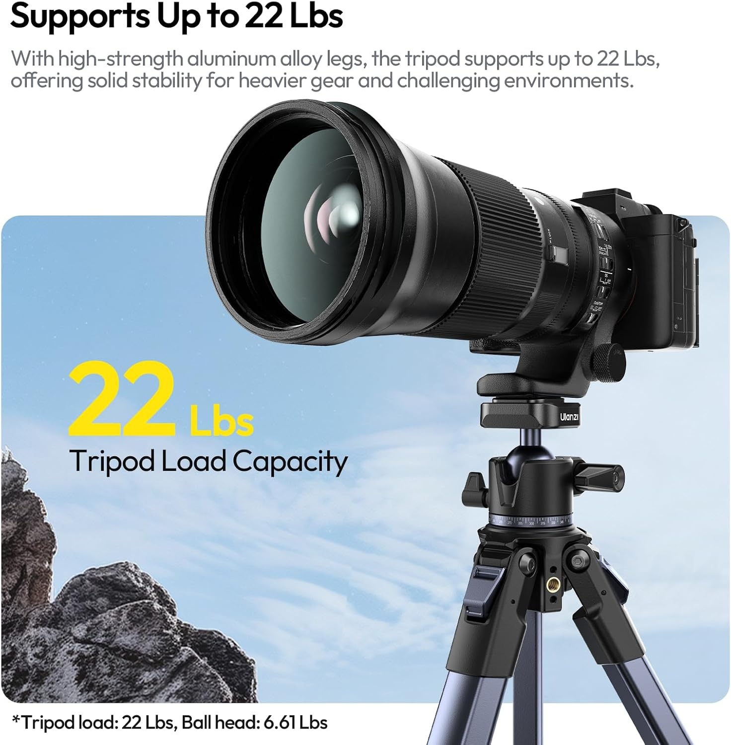 ULANZI Ombra II 156cm Camera Statief, Compacte Camera Statieven met 360° Balhoofd, Uka Snelkoppelingsplaat, Lichtgewicht Aluminium Reisstatief voor DSLR, Smartphone (Gewicht: 1.21kg,Draagvermogen 3kg)