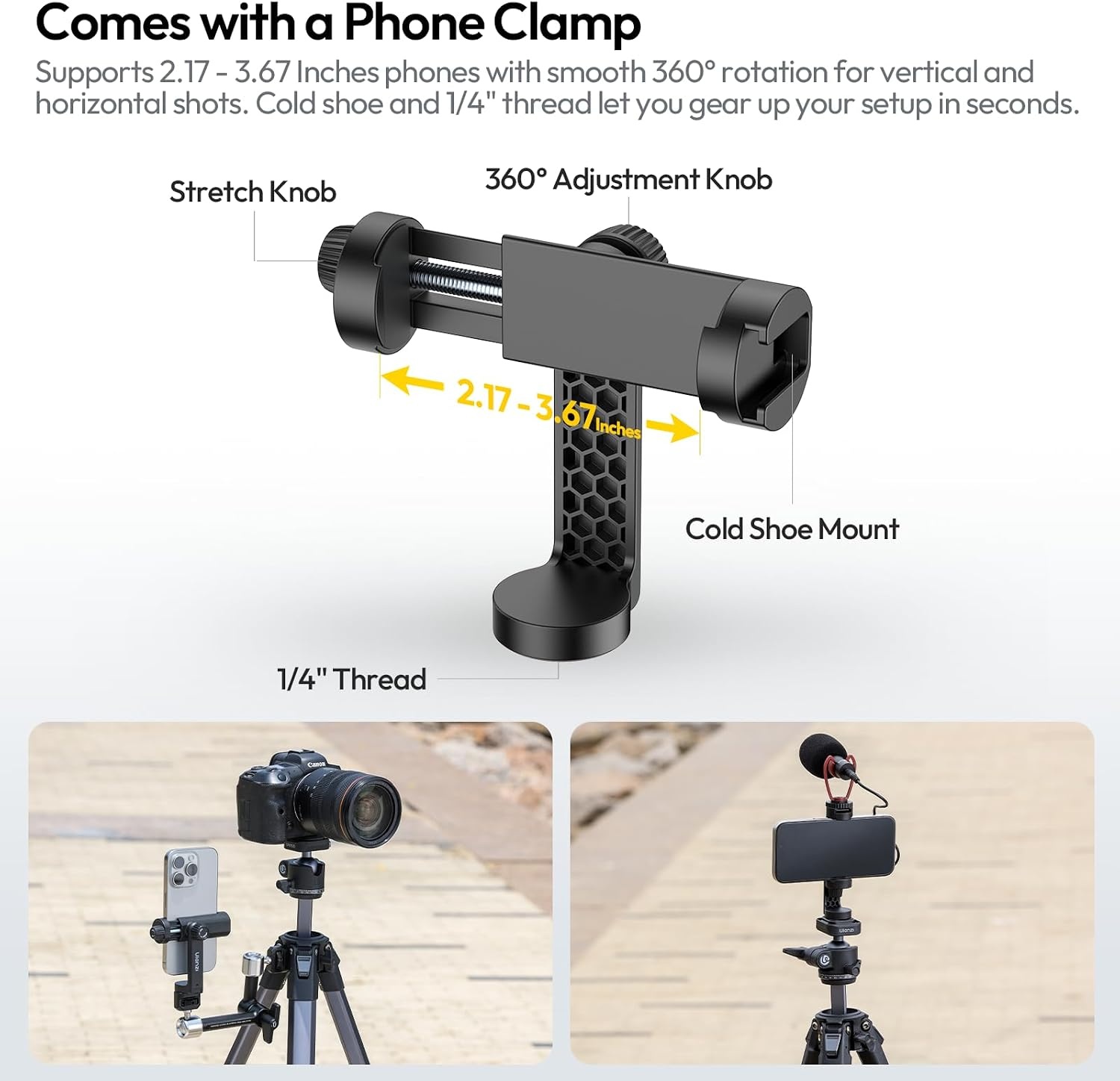 ULANZI Ombra II 156cm Camera Statief, Compacte Camera Statieven met 360° Balhoofd, Uka Snelkoppelingsplaat, Lichtgewicht Aluminium Reisstatief voor DSLR, Smartphone (Gewicht: 1.21kg,Draagvermogen 3kg)