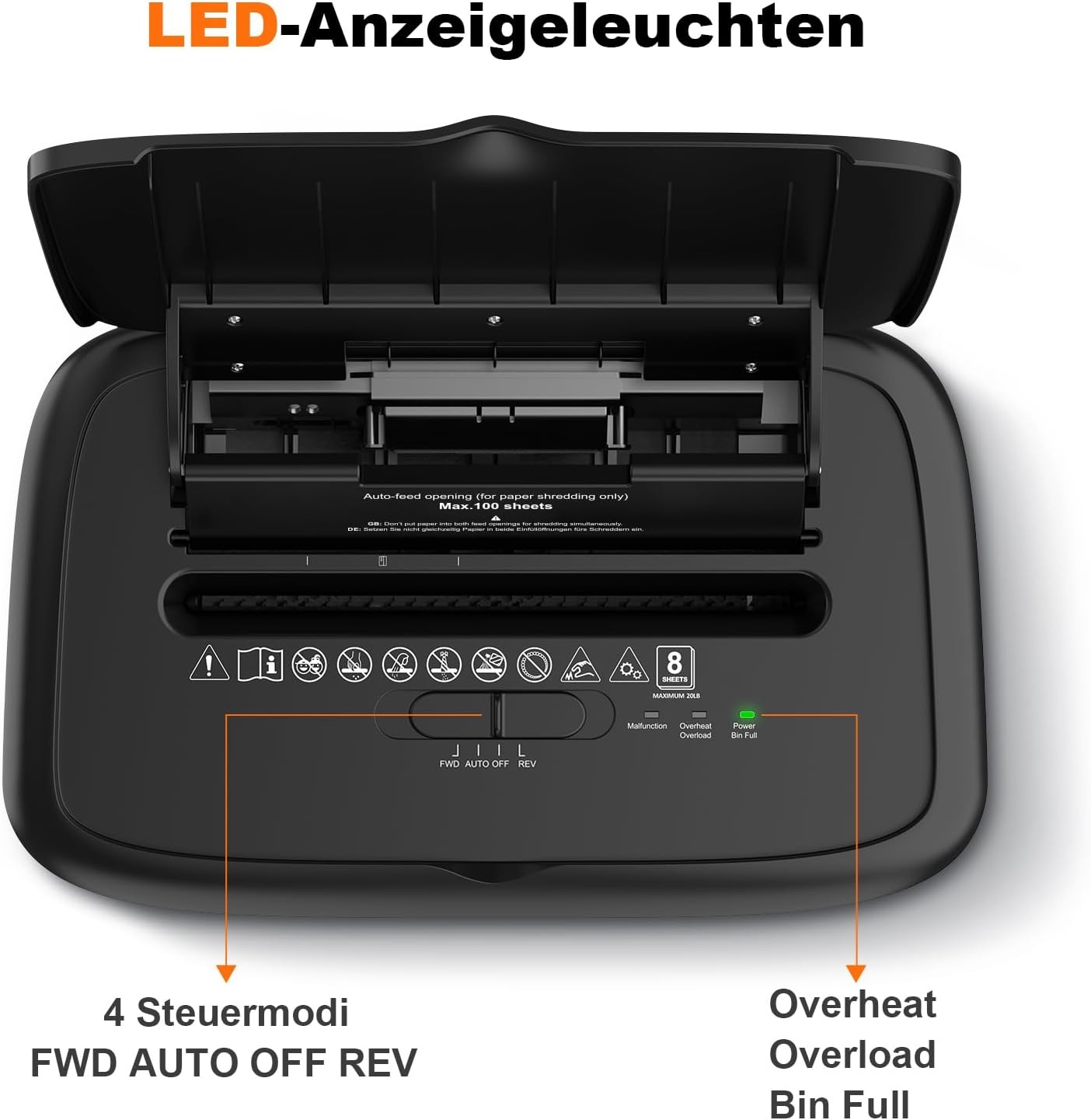 Bonsaii Papierversnipperaar 100 Vel Auto-Feed - P-4 Mikroschnitt - Zwart