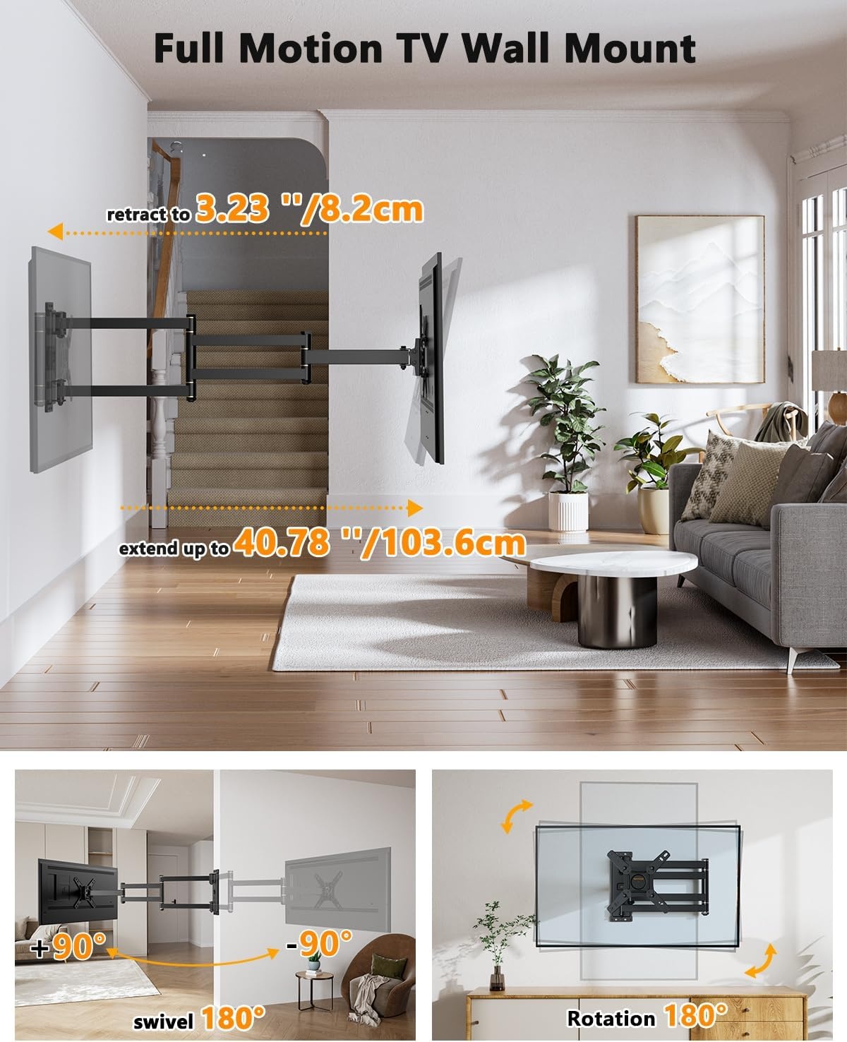 Lange Reach 1036mm TV Muurbeugel voor 13-43 Inch TV's & Monitoren - Maat voor 13-43 inch tv's