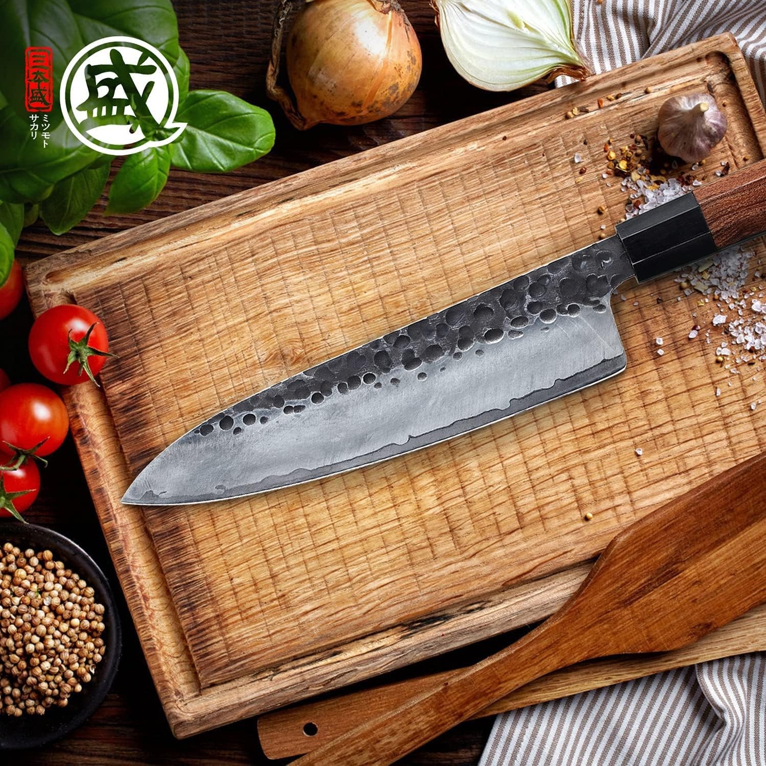 MITSUMOTO SAKARI Gyuto Koksmes van 22 cm, Japans Keukenmes - Maat 22 cm