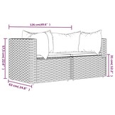 vidaXL Tuinhoekbanken met kussens 2 st poly rattan grijs