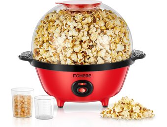 FOHERE Popcornmachine 4 Liter - Rood - Inclusief Roersysteem en Maatbekers