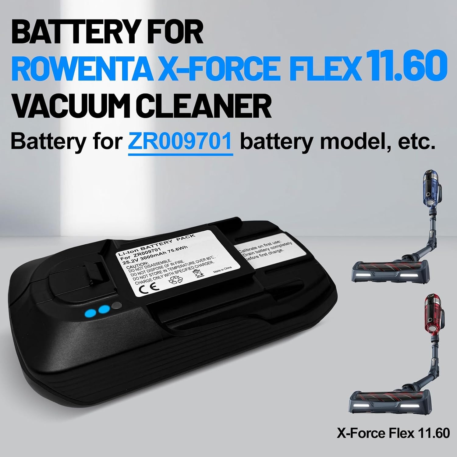 25,2 V accu's voor Rowenta X-Force Flex 11.60 serie stofzuiger, compatibel met Rowenta stofzuiger RH98, TY98, EO98 e.a. Vervanging voor originele accu's: ZR009701.