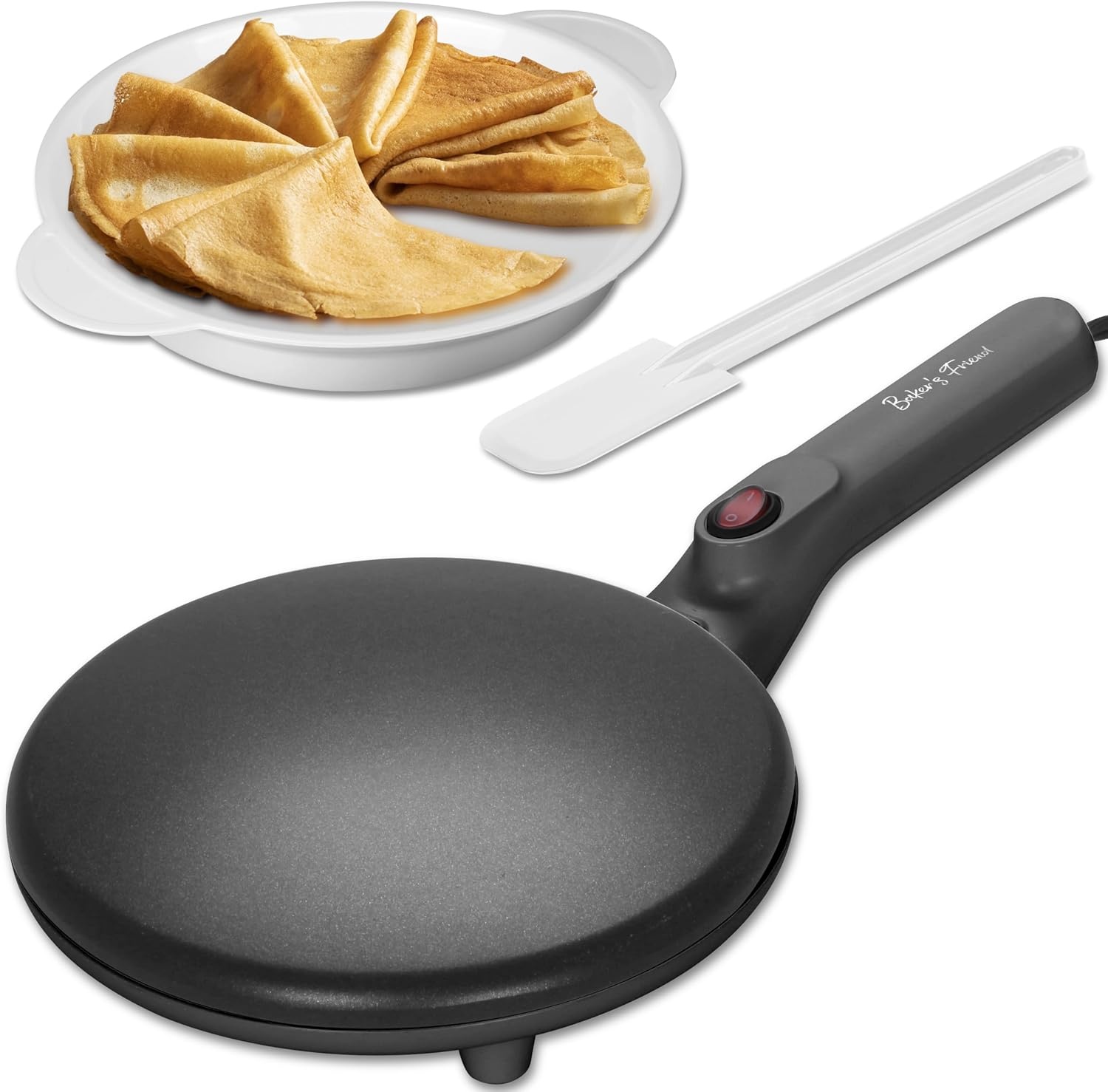 Baker's Friend Onmiddellijke crêpemachine, crêpepan met brandvaste handgreep, anti-aanbakkookoppervlak van 20 cm, automatische temperatuurregeling, grafiet