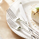 HIKAA Bestekset voor 4 personen, van gehamerd, 20-delig, eetbestek 18/10, roestvrij staal, bestek voor thuis, feesten, bruiloften, bestekset, hoogglans gepolijst, vaatwasmachinebestendig, zilver