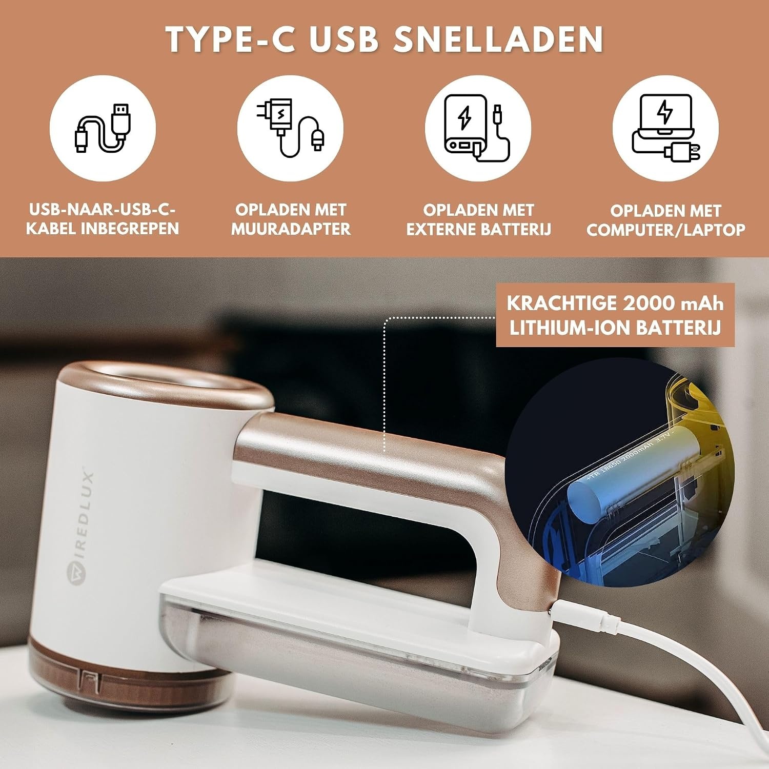 Elektrische Pluizenverwijderaar, Oplaadbare Ontpiller voor Kleding & Meubels, Verstelbare 3-Snelheden, 6-Blads Mes, LED-display, Pluisscheerapparaat met Dubbele Bescherming