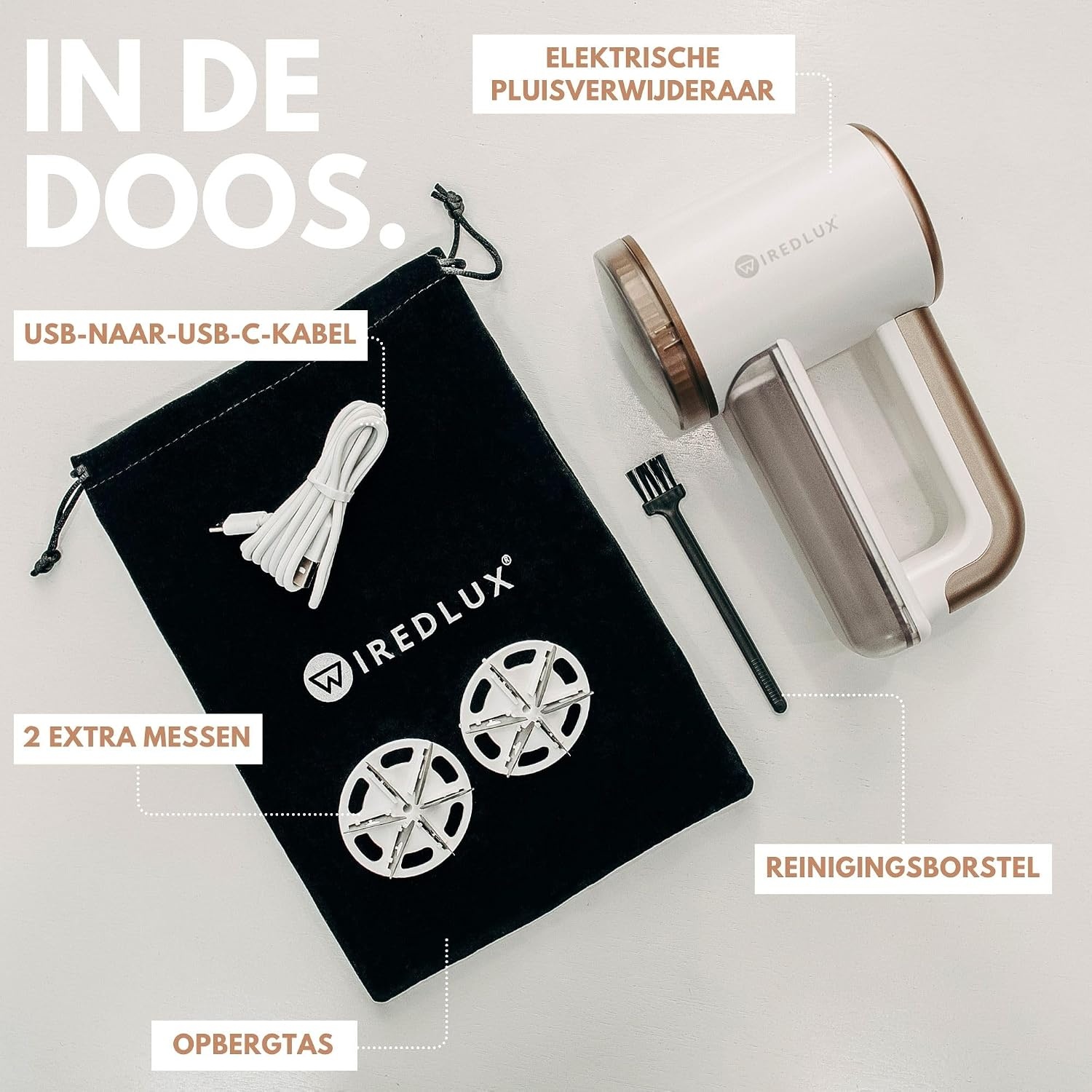 Elektrische Pluizenverwijderaar, Oplaadbare Ontpiller voor Kleding & Meubels, Verstelbare 3-Snelheden, 6-Blads Mes, LED-display, Pluisscheerapparaat met Dubbele Bescherming