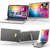 KEFEYA Triple Laptop Scherm Extender 15.6 inch met Powerbank - Carbon Zwart