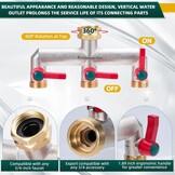 Waterverdeler 5-voudig, zware vernikkelde messing tuinslang verdeler, 5-weg verdeler water met 5 verlenggrepen, de verbeterde zeshoekige waterinlaat is duurzamer - Maat Vernickelt Messing 5way