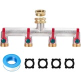 Waterverdeler 5-voudig, zware vernikkelde messing tuinslang verdeler, 5-weg verdeler water met 5 verlenggrepen, de verbeterde zeshoekige waterinlaat is duurzamer - Maat Vernickelt Messing 5way