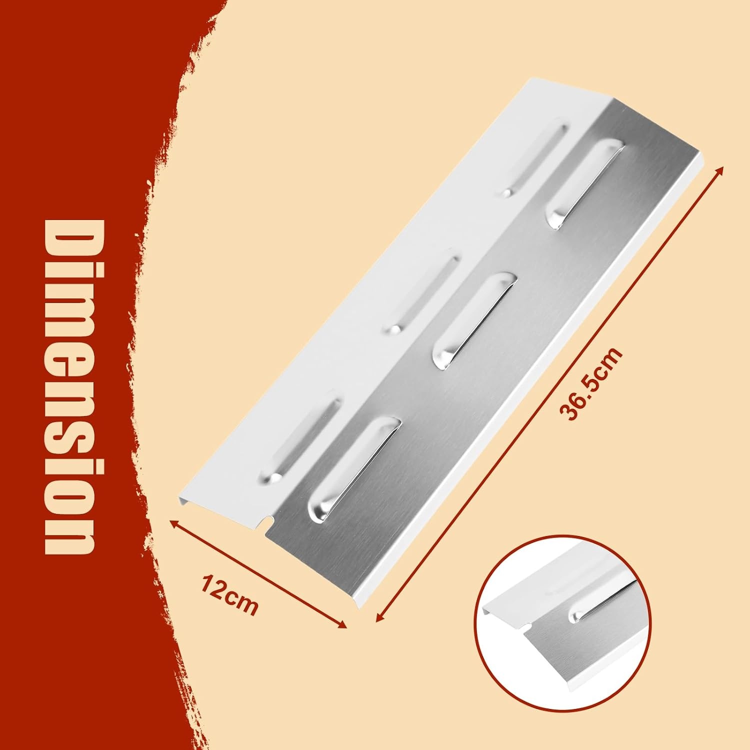 Denmay 36,5 x 12 cm universele branderafdekking, reserveonderdelen voor Enders Boston Pro 3K, Enders Chicago 3, Enders Boston 6 Kr Turbo, Tepro 3561, Barbecook Brahma 4.0, roestvrijstalen vlamverdeler