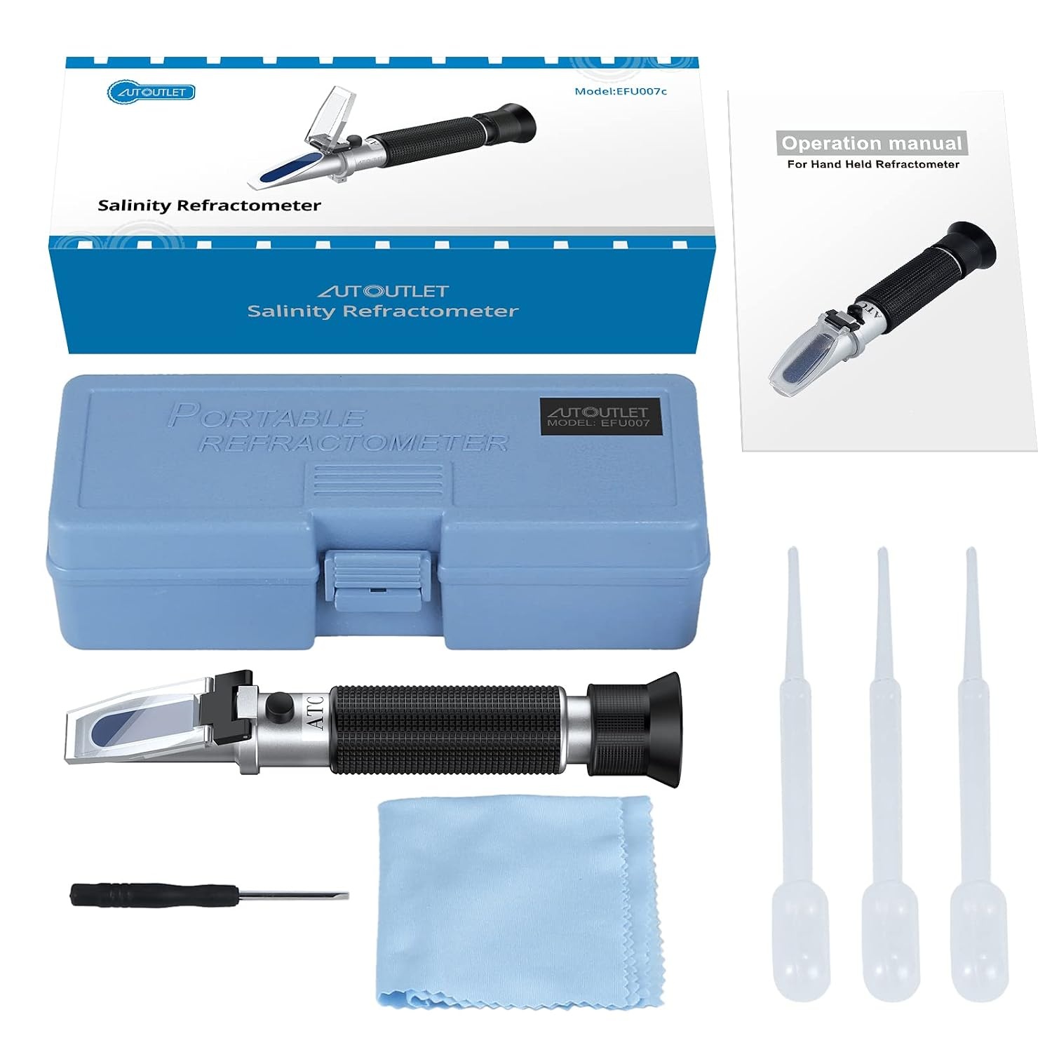AUTOUTLET Zoutgehalte refractometer aquarium met ATC dubbele schaal 0-100 PPT en zwaartekracht specificatie 1.000-1.070 voor zeewater vissen zwembad precisiegereedschap