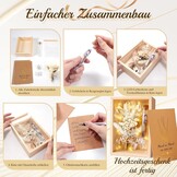 Dusor Bruiloft Geldcadeau met LED-verlichting en Gedroogde Bloemen - 16 x 11 x 5 cm - Houtlook